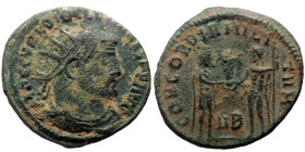 Radiatus AE
Diocletian (284-305), Heraclea, IMP C C VAL DIOCLETIANVS P F AVG, Radiate, draped and cuirassed bust right / CONCORDIA MILITVM / HB, Jupit...