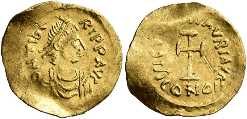 Tremissis AV
Maurice Tiberius 582-602), Constantinopolis. O N TIbЄRI P P AVC Pea...