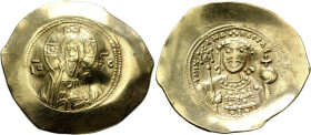 Histamenon AV
Michael VII Ducas (1071-1078), Constantinopolis. Bust of Christ Pantokrator facing; in fields, IC – XC / +MIX AHΛ BACIΛE Crowned bust of...