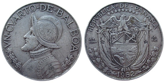 ¼ Balboa AR
Panama, 1962, Silver 900/1000
26 mm, 6,25 g