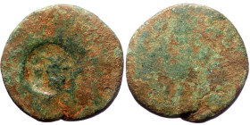Bronze AE
Unresearched Roman Provincial coin, with countermark / Blank except for countermark: Head (?) right within round incuse
20 mm, 4,12 g