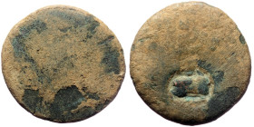Bronze AE
Unresearched Roman Provincial coin with countermark / Blank except for countermark, Bust (?) right within oval incuse
20 mm, 7,47 g