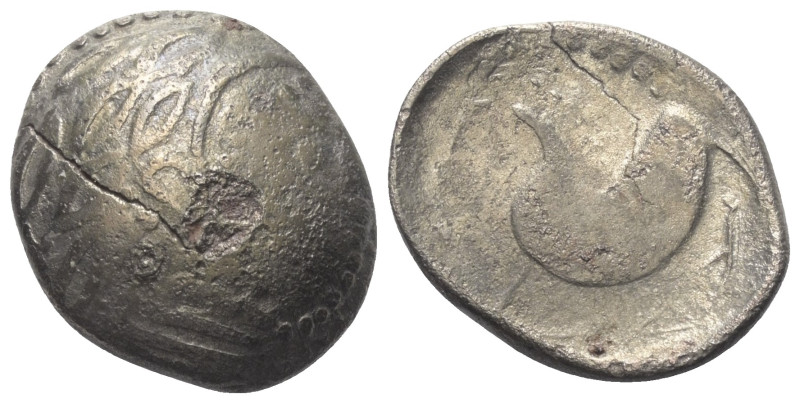 Ostkelten. Subkarpaten. Typ 'Schnabelpferd'.

 Tetradrachme (Silber).
Vs: Sti...