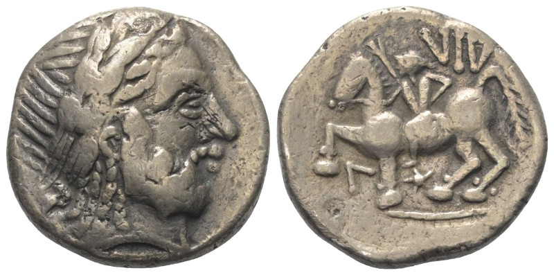 Ostkelten. Philippos II - Typen.

 Tetradrachme (Silber).
Vs: Verwilderte Leg...