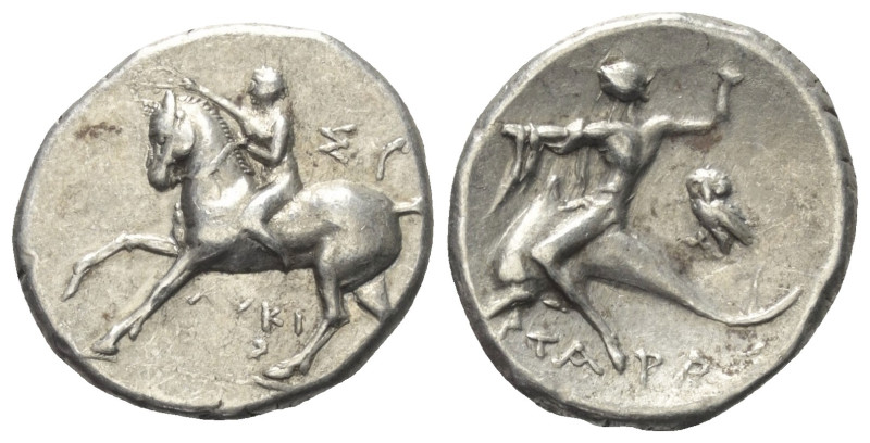 Kalabrien. Tarent.

 Didrachme oder Nomos (Silber). Ca. 272 - 240 v. Chr.
Vs:...