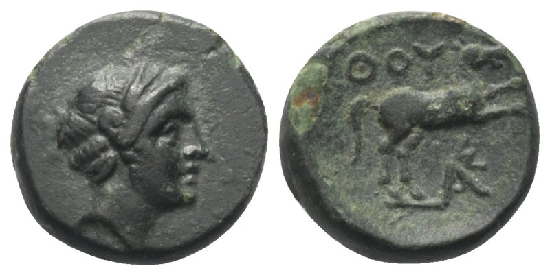 Lukanien. Thourioi.

 Bronze. Ca. 280 - 270 v. Chr.
Vs: Kopf des Apollon rech...