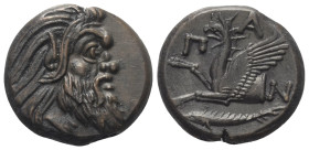 Taurischer Chersones. Pantikapaion.

 Bronze. Ca. 325 - 310 v. Chr.
Vs: Kopf eines bärtigen Satyrn rechts.
Rs: Greifenprotome links; im Abschnitt ...