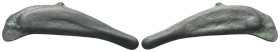 Sarmatien. Olbia.

 Bronze. Ca. 525 - 410 v. Chr.
Vs: Delfin links.
Rs: Delfin rechts.

35 mm. 2,78 g. 

HGC 3, 1879.
 Sehr schön.