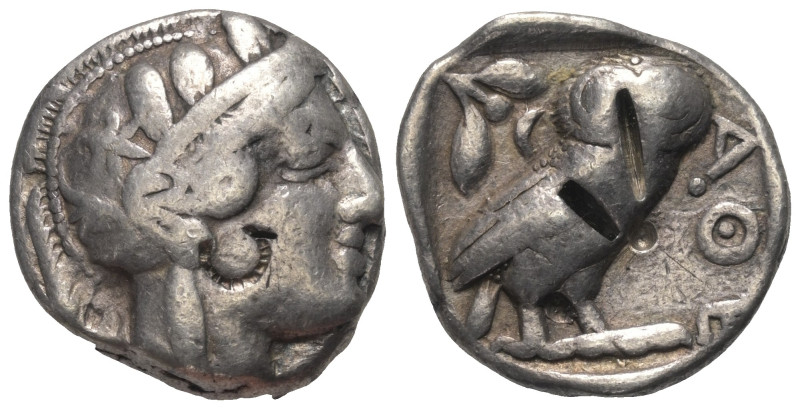 Attika. Athen.

 Tetradrachme (Silber). Ca. 454 - 404 v. Chr.
Vs: Kopf der At...