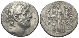 Seleukidisches Königreich. Antiochos IX. Eusebes (114 - 95 v. Chr.).

 Tetradrachme (Silber). Ca. 113 / 112 v. Chr. Antiocheia am Orontes.
Vs: Kopf...