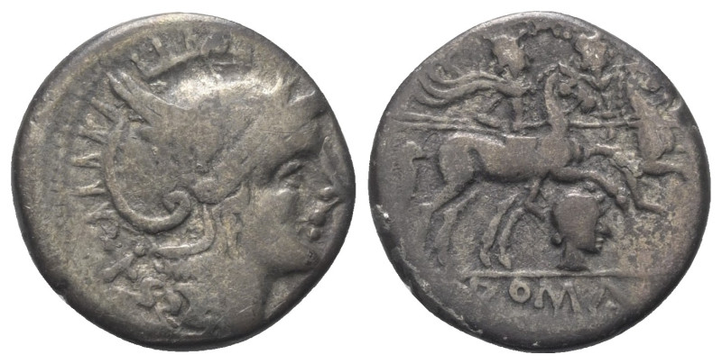 Anonyme Prägungen.

Denar (Silber). 206 - 200 v. Chr. Unbekannt.
Vs: Kopf der...