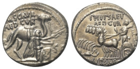 M. Scaurus und P. Hypsaeus.

 Denar (Silber). 58 v. Chr. Rom.
Vs: M SCAVR / AED CVR / EX - S C / REX ARETAS. König Aretas mit Ölzweig nach rechts k...