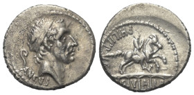L. Marcius Philippus.

 Denar (Silber). 56 v. Chr. Rom.
Vs: ANCVS. Kopf des Ancus Marcius mit Diadem rechts, im Feld links Augurenstab.
Rs: A - Q ...