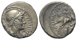 P. Fonteius Capito.

 Denar (Silber). 55 v. Chr. Rom.
Vs: P FONTEIVS P F CAPITO III VIR. Drapierte Büste des Mars mit Helm rechts, dahinter Tropaeu...