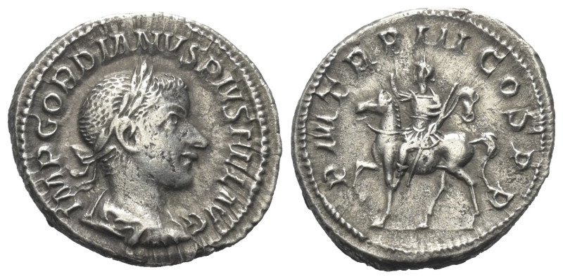 Gordianus III. (238 - 244 n. Chr.).

 Denar (Silber). 240 n. Chr. Rom.
Vs: IM...