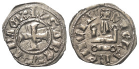 Achaia - Fürstentum. Isabella (1297 - 1301).

 Denar (Silber).
Vs: + YSABELLA P ACh. Kreuz.
Rs: + DE CLARENCIA. Stilisiertes Kastell.

20 mm. 0,...