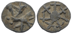 Jerusalem - Königreich. Anonym.

 Notgeld (Bleimarke). Ohne Jahr. Jerusalem oder Akkon.
Vs: Stilisierter Reiter nach links.
Rs: Kreuze.

17 mm. ...