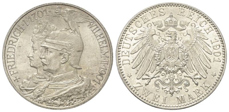 Kaiserreich. Preußen. Wilhelm II. (1888 - 1918).

 2 Mark (Silber). 1901 A. Be...