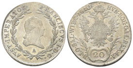 Kaisertum Österreich (1804 - 1918). Franz I. (1804 - 1835).

 20 Kreuzer (Silber). 1819 A. Wien.
Vs. Büste nach rechts im Kranz.
Rs: Nominal und J...