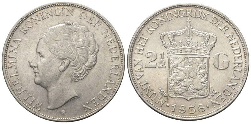 Niederlande. Königreich. Wilhelmina (1890 - 1948).

 2 1/2 Gulden (Silber). 19...