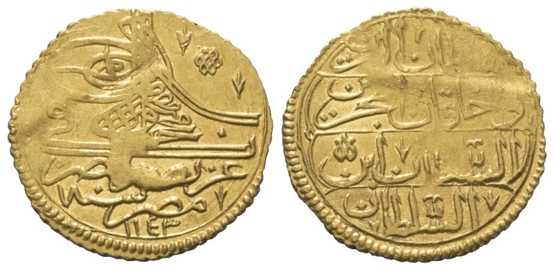 Osmanen. Mahmud I. (1143 - 1168 H. / 1730- 1754).

 Zer-i Mahbub (Gold). 1143 ...