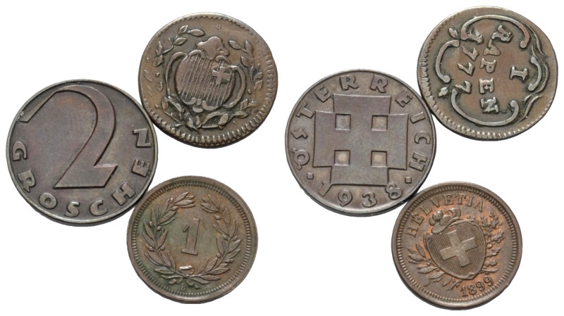 Europa - Lots.


Gemischt.
Österreich und Schweiz.

Lot (3 Stück, Kupfer):...