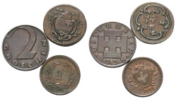 Europa - Lots.


Gemischt.
Österreich und Schweiz.

Lot (3 Stück, Kupfer): 2 Groschen 1938, 1 Heller 1899 und 1 Rappen 1777.

Sehr schön - vor...