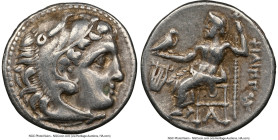 MACEDONIAN KINGDOM. Philip III Arrhidaeus (323-317 BC). AR drachm (17mm, 11h). NGC Choice VF. Colophon, ca. 323-319 BC. Head of Heracles right, wearin...