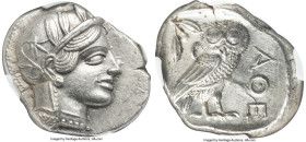 ATTICA. Athens. Ca. 440-404 BC. AR tetradrachm (28mm, 17.17 gm, 11h). NGC Choice AU 5/5 - 3/5. Mid-mass coinage issue. Head of Athena right, wearing e...