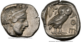 ATTICA. Athens. Ca. 440-404 BC. AR tetradrachm (25mm, 17.15 gm, 11h). NGC AU 4/5 - 2/5, scuffs. Mid-mass coinage issue. Head of Athena right, wearing ...