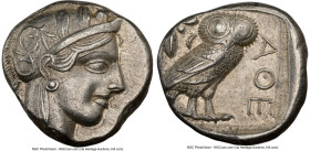 ATTICA. Athens. Ca. 440-404 BC. AR tetradrachm (23mm, 17.14 gm, 5h). NGC Choice XF 4/5 - 5/5. Mid-mass coinage issue. Head of Athena right, wearing ea...