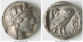 ATTICA. Athens. Ca. 440-404 BC. AR tetradrachm (24mm, 17.15 gm, 1h). XF, tooling. Mid-mass coinage issue. Head of Athena right, wearing earring, neckl...