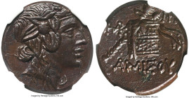 PONTUS. Amisus. Mithradates VI Eupator (ca. 85-65 BC). AE (21mm, 8.83 gm, 1h). NGC Choice AU 5/5 - 5/5. Head of Dionysus right, wearing mitra and wrea...