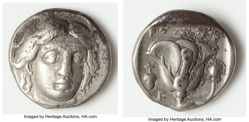 CARIAN ISLANDS. Rhodes. Ca. 340-316 BC. AR didrachm (18mm, 6.66 gm, 11h). VF. He...