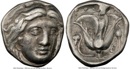 CARIAN ISLANDS. Rhodes. Ca. 316-305 BC. AR tetradrachm (23mm, 15.14 gm, 12h). NGC Choice VF 5/5 - 4/5. Head of Helios facing, turned slightly right, h...