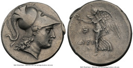 PAMPHYLIA. Side. Ca. 3rd-2nd centuries BC. AR tetradrachm (28mm, 16.88 gm, 11h). NGC Choice XF 3/5 - 4/5, die shift. Ca. 205-100 BC. Dei-, magistrate....