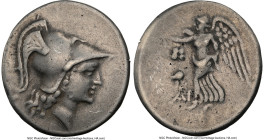 PAMPHYLIA. Side. Ca. 3rd-2nd centuries BC. AR tetradrachm (30mm, 12h). NGC VF. Ar-, magistrate. Head of Athena right, wearing triple-crested Corinthia...