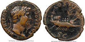 Hadrian (AD 117-138). AE as (27mm, 9.16 gm, 6h). NGC Choice Fine 4/5 - 3/5, flan flaws. Rome, AD 132-134. HADRIANVS-AVGVSTVS, laureate head right, sli...