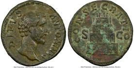 Divus Antoninus Pius (AD 138-161). AE sestertius (32mm, 26.04 gm, 12h). NGC Choice VF 5/5 - 2/5. Rome, after AD 161-162. DIVVS-ANTONINVS, bare head of...