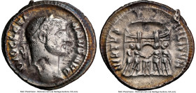 Diocletian (AD 284-305). AR argenteus (18mm, 11h). NGC VF. Rome, AD 294-295. DIOCLETI-ANVS AVG, laureate head of Diocletian right / VIRTVS-MILITVM, th...