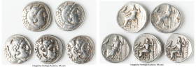 ANCIENT LOTS. Greek. Macedonian Kingdom. Alexander III the Great (336-323 BC). Lot of five (5) AR drachms. VG-Choice Fine. Includes: Five Macedonian A...