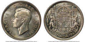 George VI "Straight 7" 50 Cents 1947 MS64+ PCGS, Royal Canadian mint, KM36. Narrow date, straight 7 variety. This offering is currently the sole "Top ...