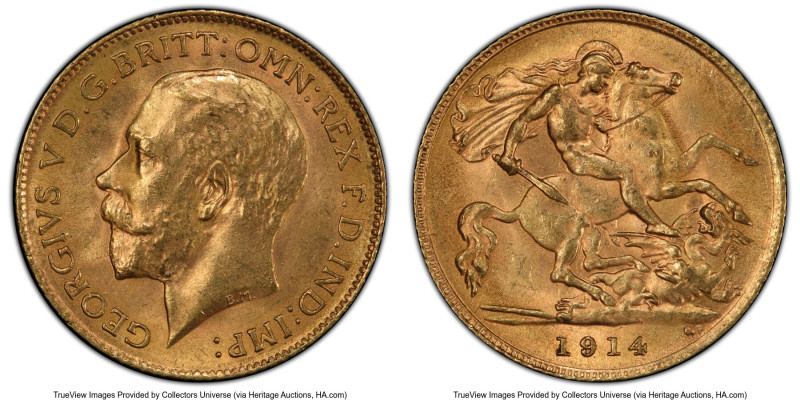 George V gold 1/2 Sovereign 1914 MS65 PCGS, KM819, S-4006. HID09801242017 © 2024...