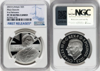 Charles III silver Proof "Mary Seacole" 5 Pounds 2023 PR70 Ultra Cameo NGC, Mintage: 1,510. Edge Inscription: THE ONE WHO NURSED HER SICK. First Relea...