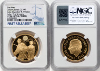 Charles III gold Proof "Luke Skywalker & Princess Leia" 100 Pounds (1 oz) 2023 PR70 Ultra Cameo NGC, Mintage: 260. Star Wars series. First Releases. H...