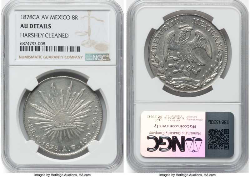 Republic 3-Piece Lot of Certified Assorted 8 Reales AU Details NGC, 1) 1878 Ca-A...