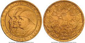 Mihai I gold "Romanian Kings" 20 Lei 1944 MS64 NGC, Bucharest mint, KM-XM13, Fr-21. "Ardealul Nostru" commemorative medallic issue. From the M&N Colle...