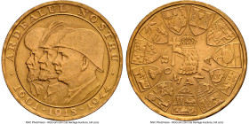 Mihai I gold "Romanian Kings" 20 Lei 1944 MS63 NGC, Bucharest mint, KM-XM13, Fr-21. "Ardealul Nostru" commemorative medallic issue. From the M&N Colle...