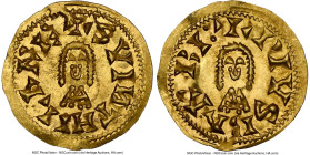 Visigoths. Suinthila gold Tremissis ND (621-631) MS64 NGC, Barbi mint, Miles-224.1.45gm. With only 5 examples of the type to be certified by NGC, this...