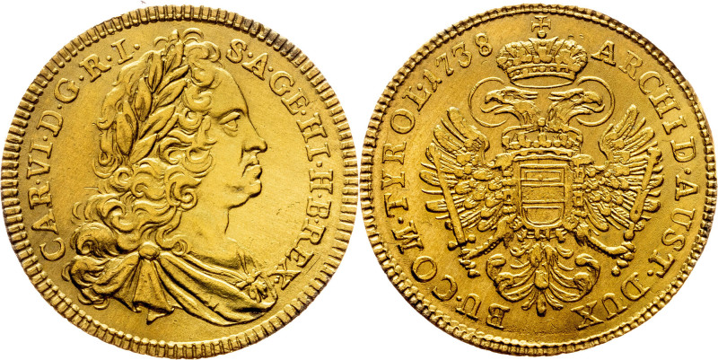 Charles VI., 1 Dukat 1738, Vienna, UNIQUE? Charles VI., 1 Dukat 1738, Vienna, 3,...